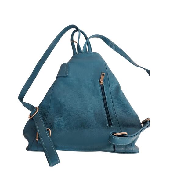 Aurelia Italian Leather Crossbody Bag Backpack NWT Y2K Turquoise - Picture 3 of 5